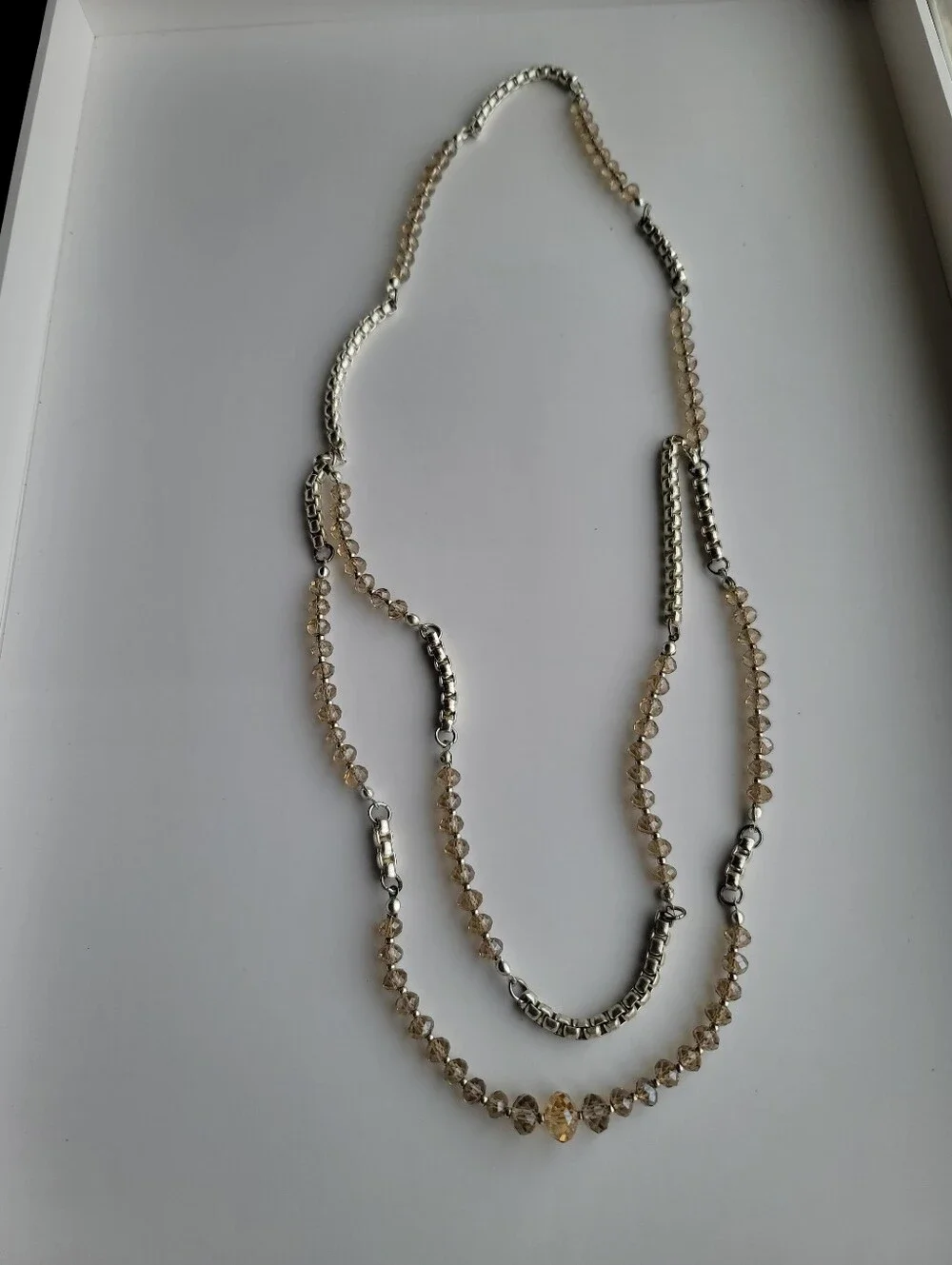 White House Black Market, Faceted Glass & Silvertone 2 Necklaces, Convertible